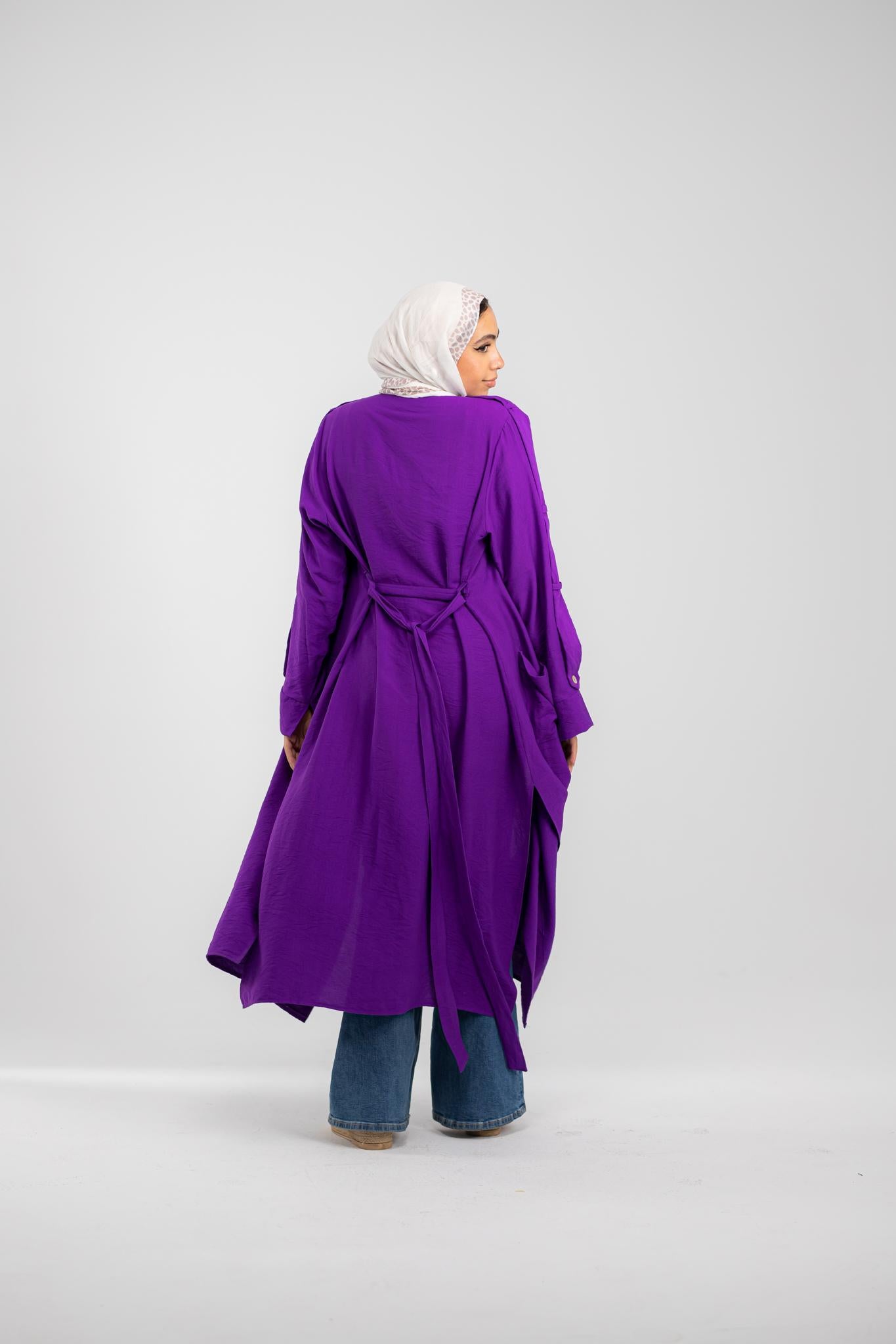 Overcoat purple cardigan