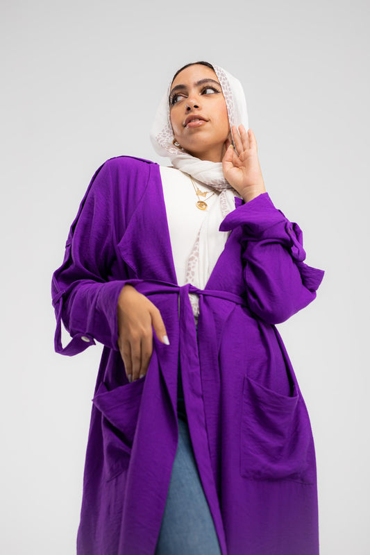 Overcoat purple cardigan