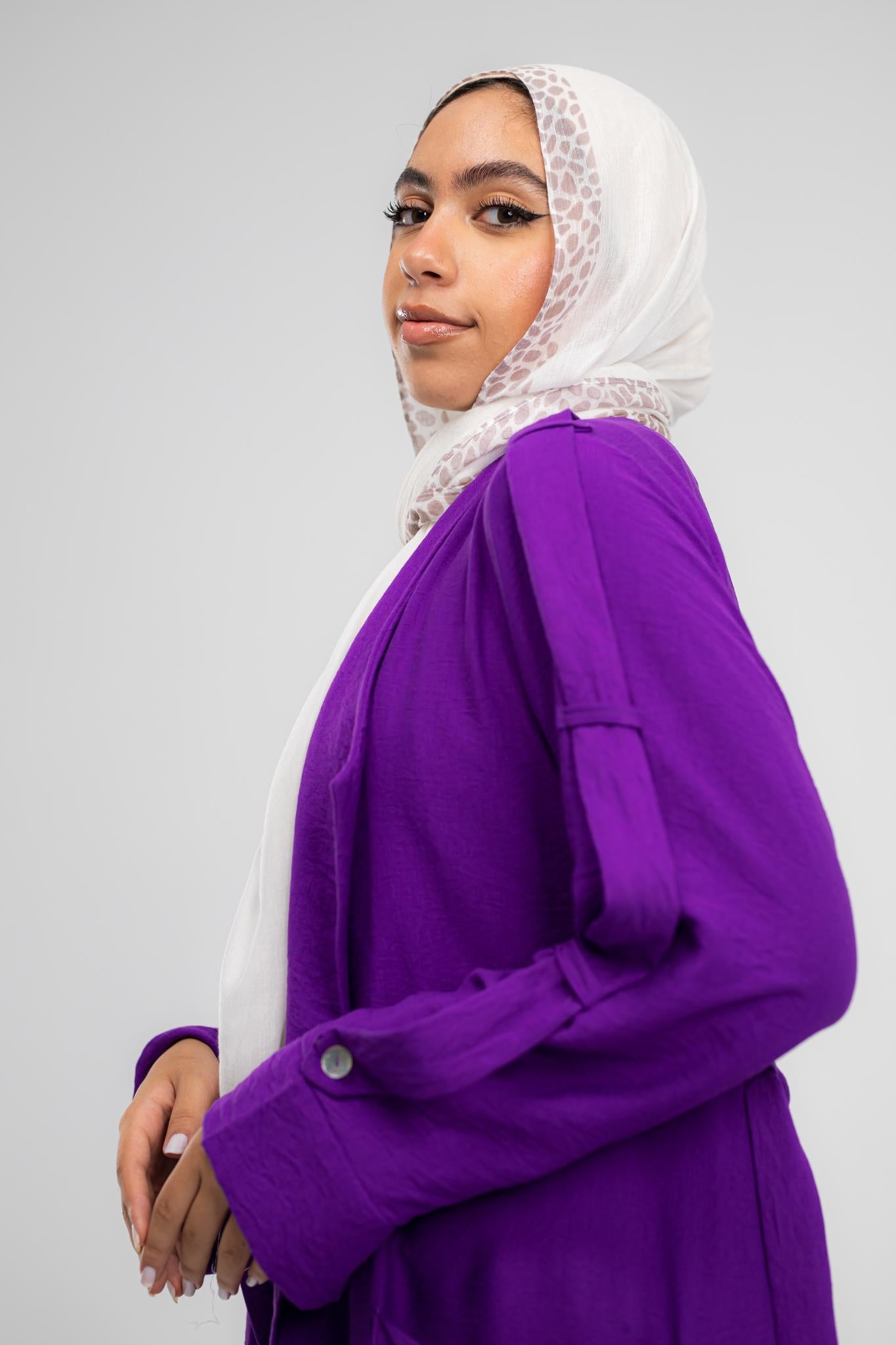 Overcoat purple cardigan