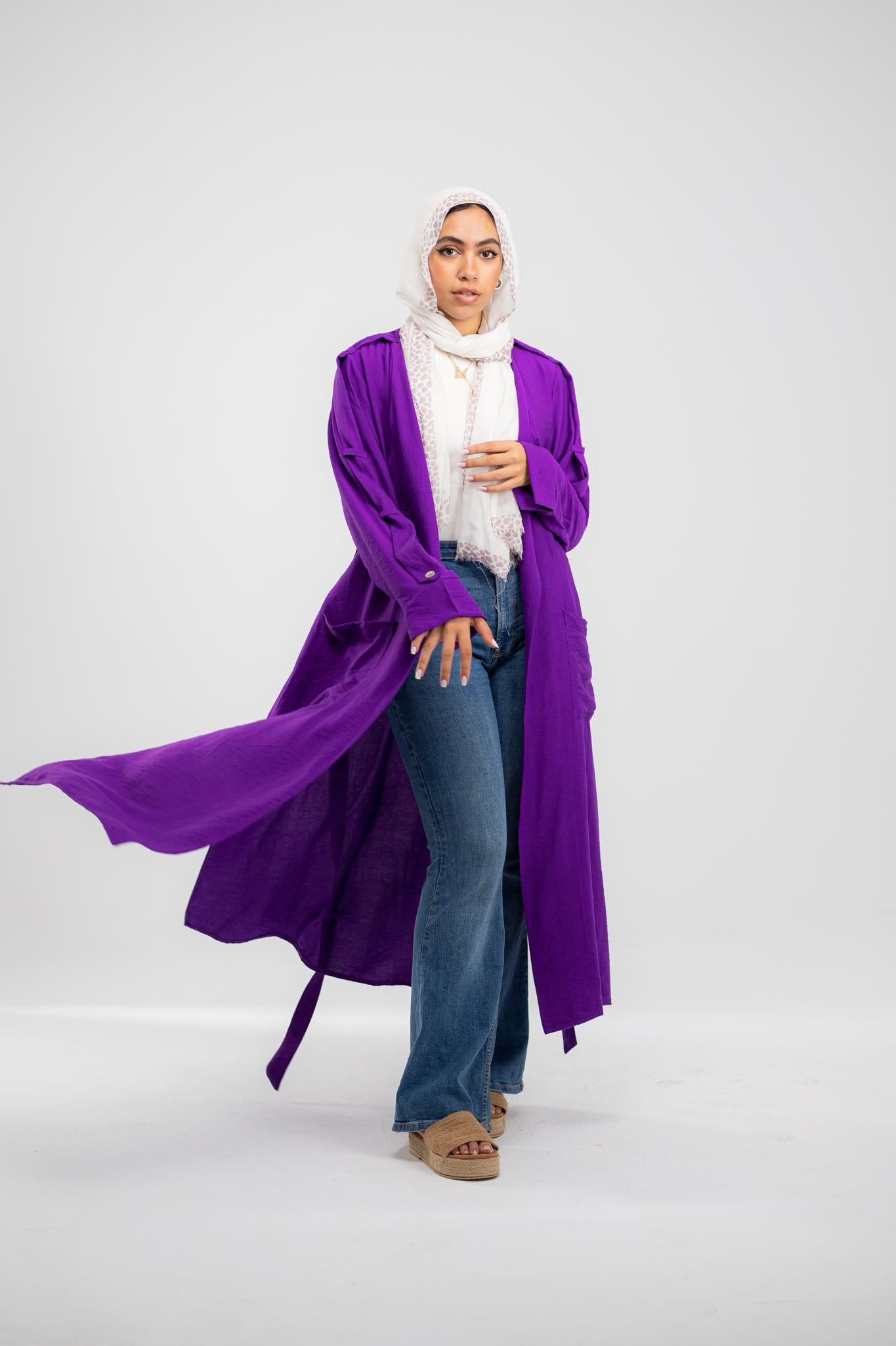 Overcoat purple cardigan