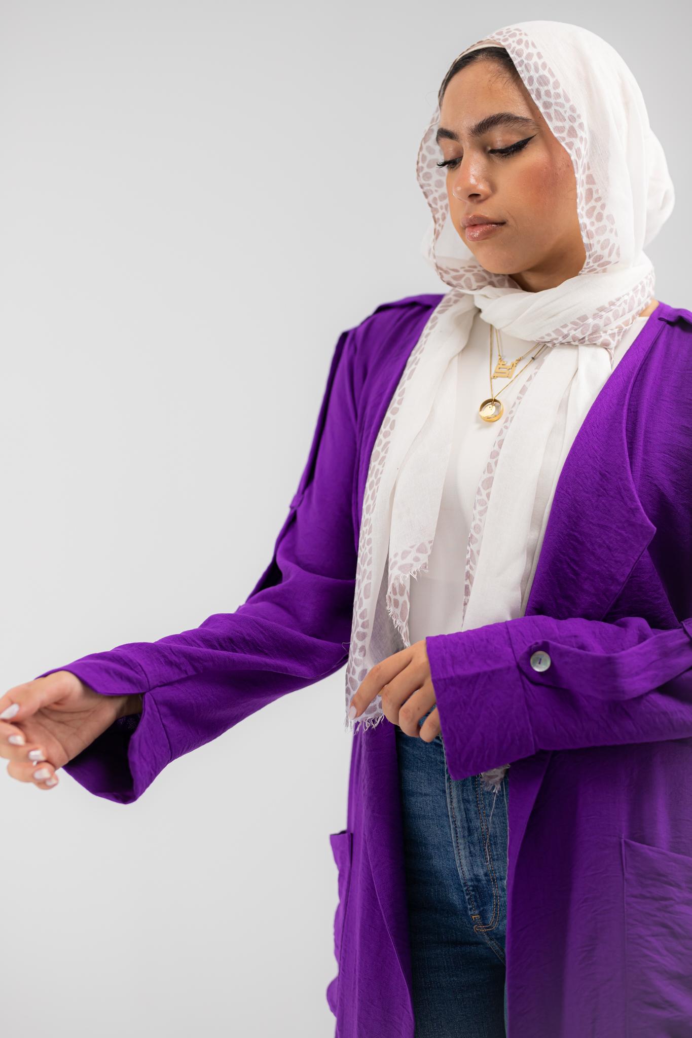 Overcoat purple cardigan