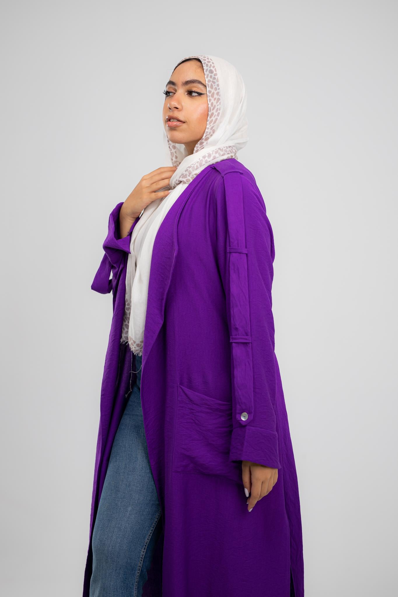 Overcoat purple cardigan