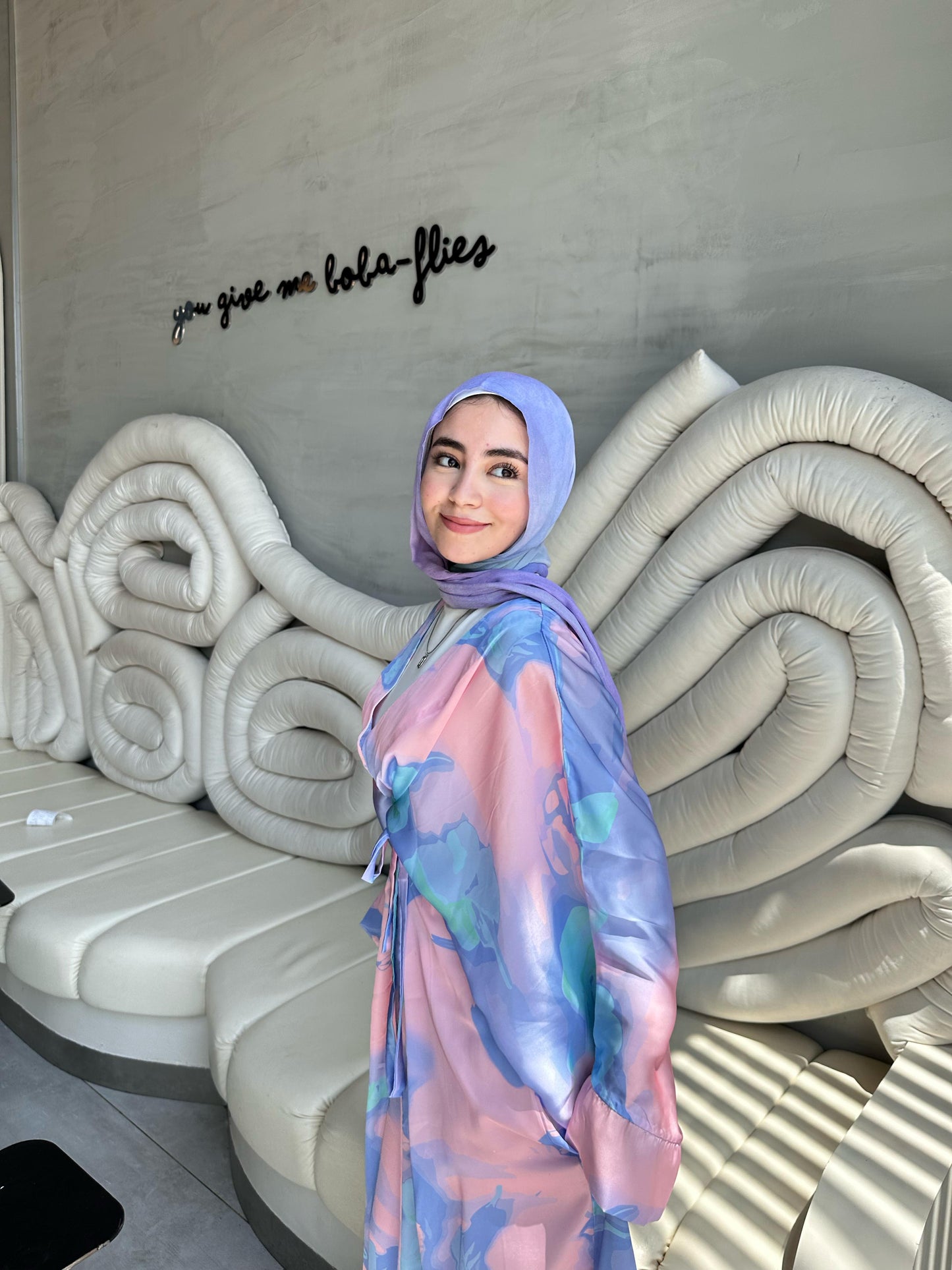 Luna Watercolor Satin Kimono Dress