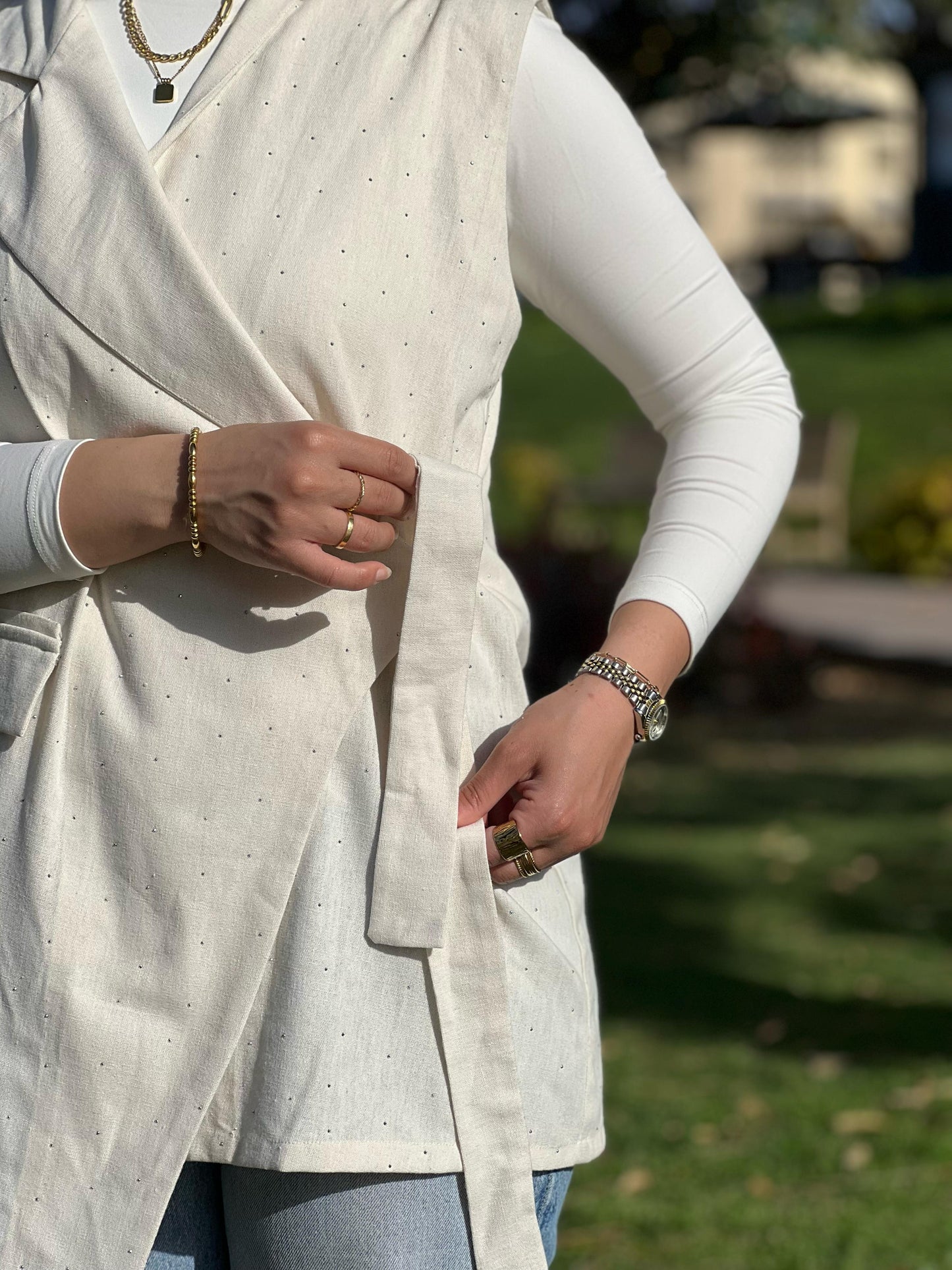 Sparkle linen vest