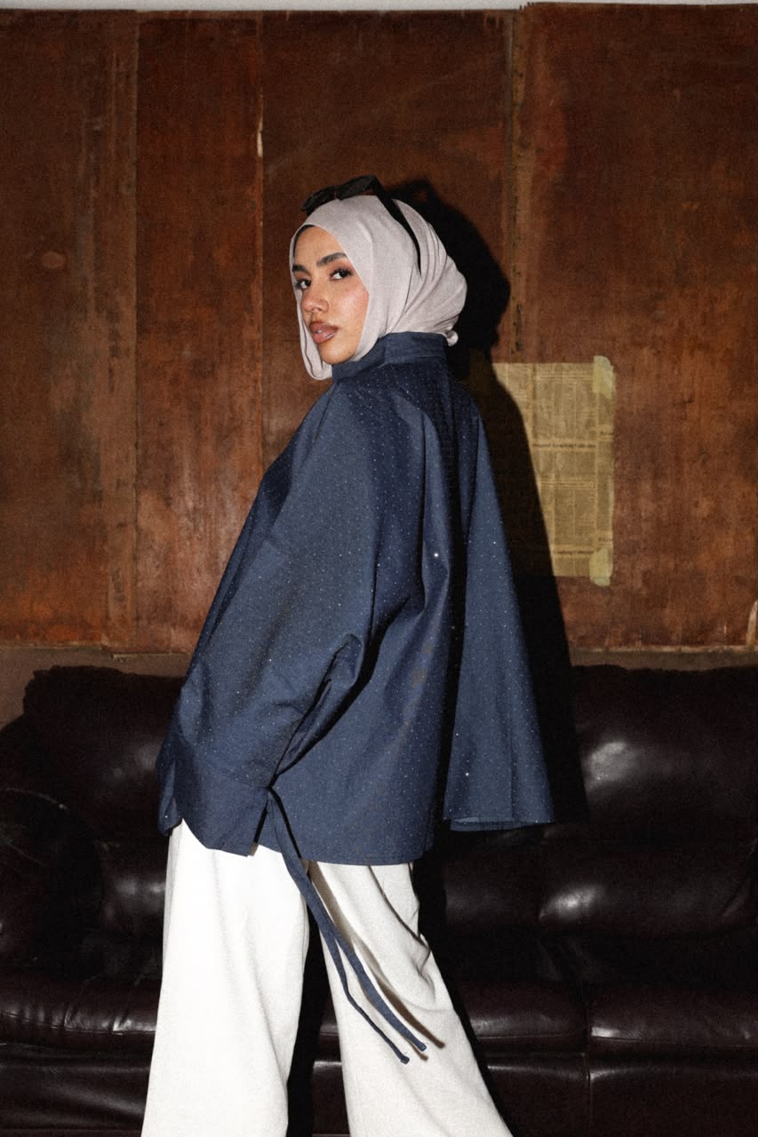 Sparkle Denim oversize Shirt