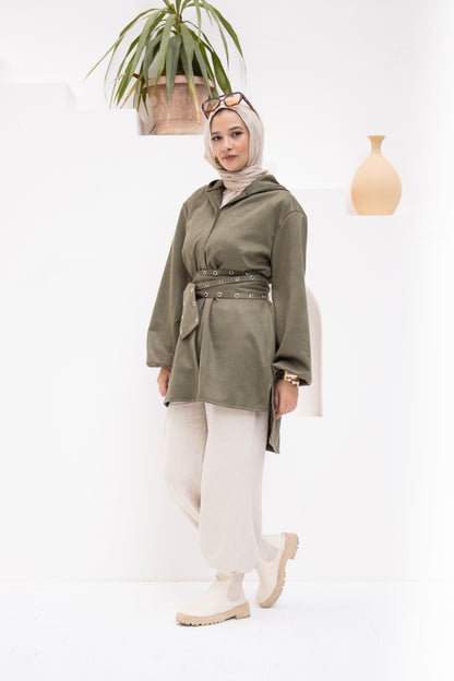 Belted Hooded Jacket