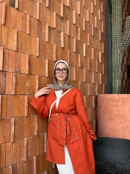 The eyelet belted kimono