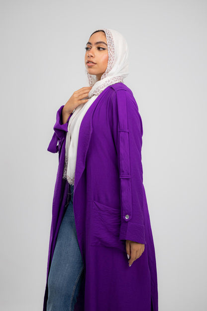 Overcoat purple cardigan