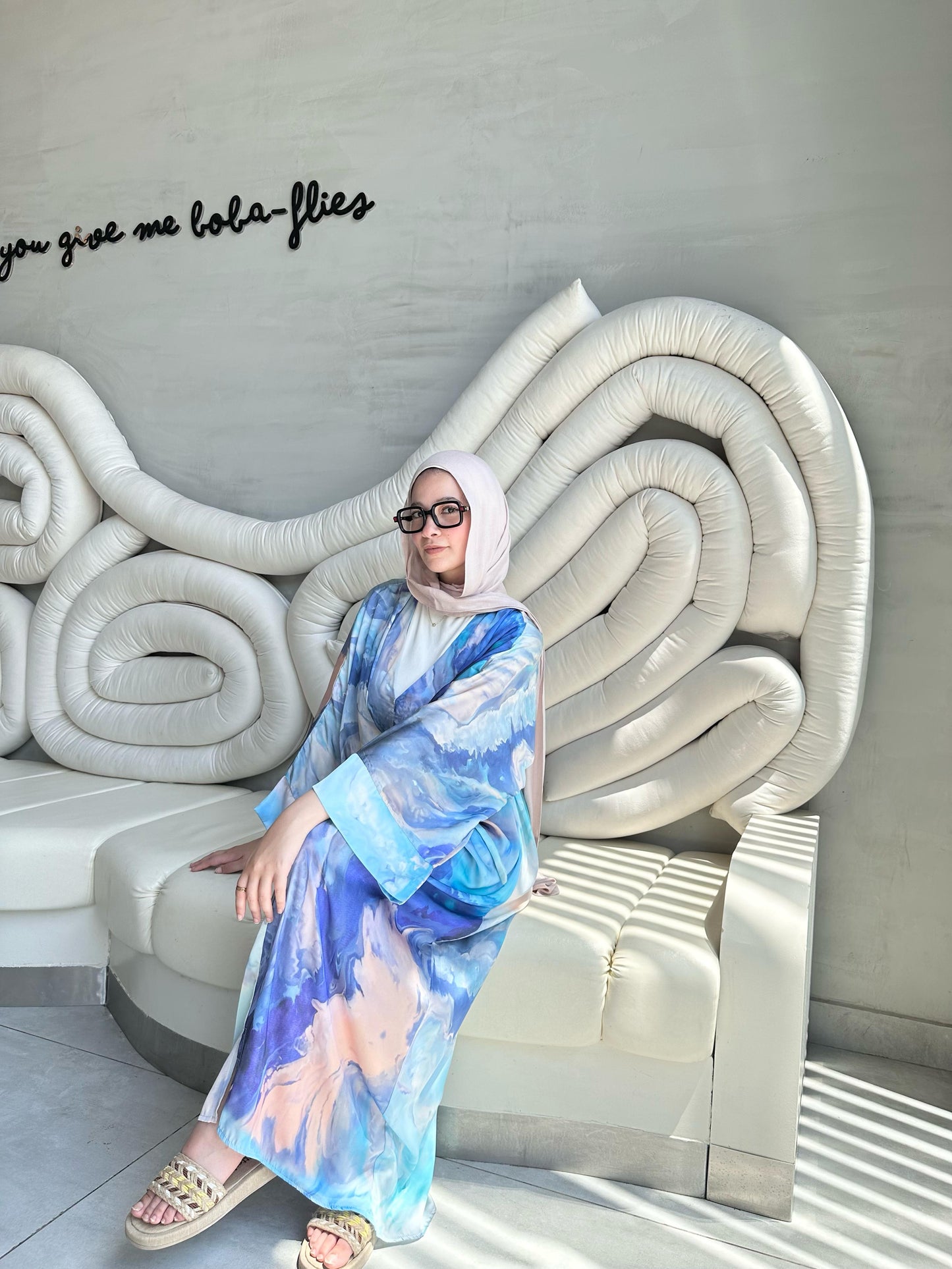 Luna Watercolor Satin Kimono Dress
