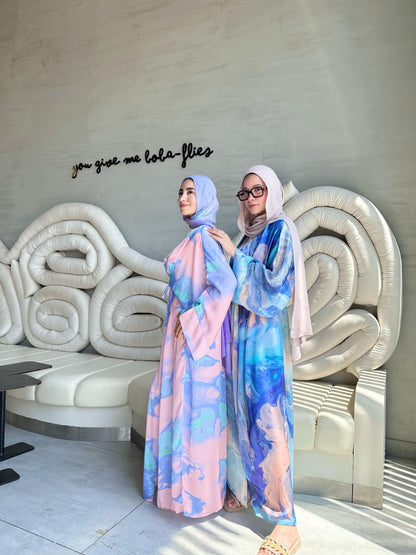Luna Watercolor Satin Kimono Dress