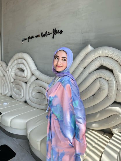Luna Watercolor Satin Kimono Dress