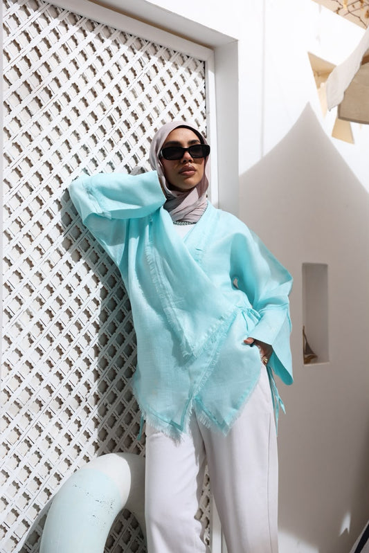 AQWA  BREEZ LINEN WRAP SHIRT