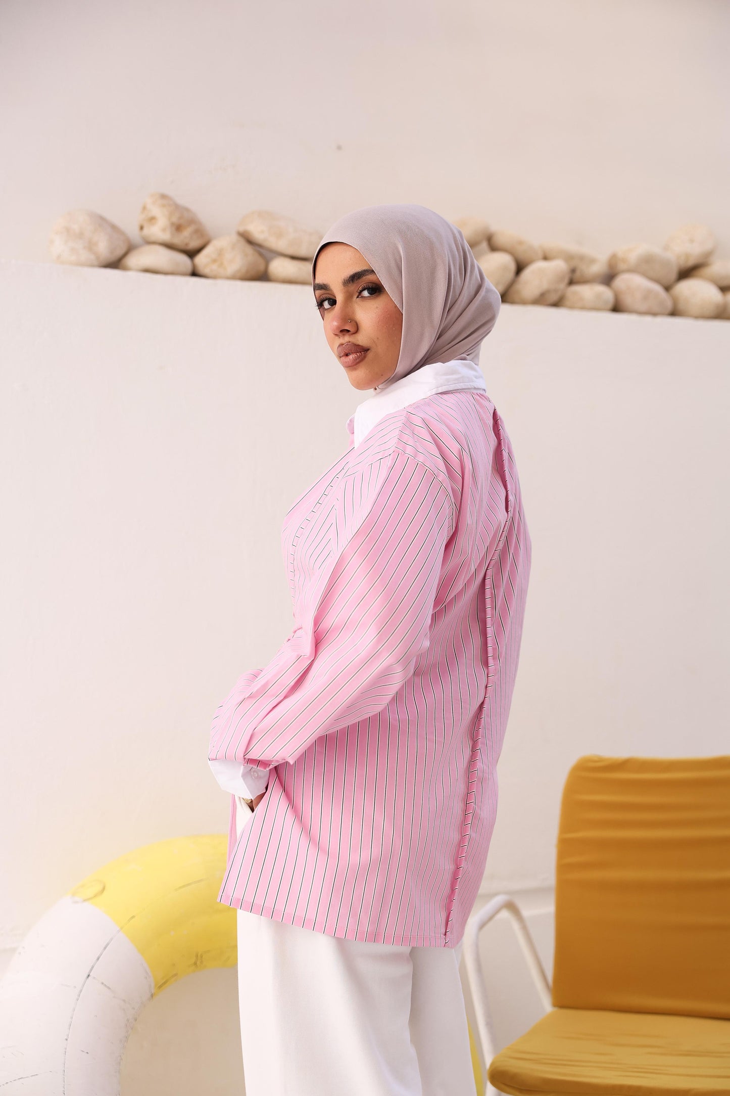 Pink Striped Wrap Shirt