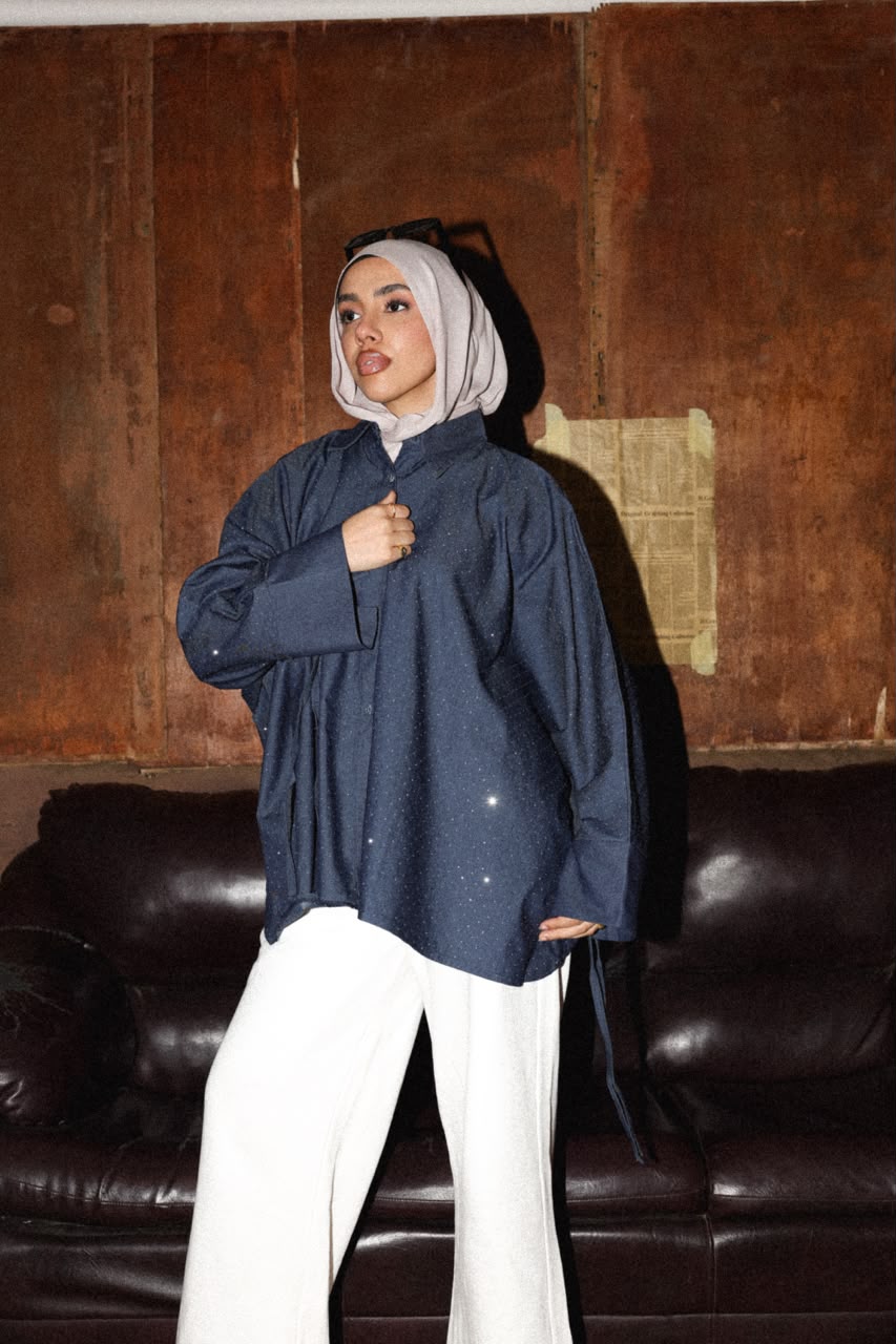 Sparkle Denim oversize Shirt