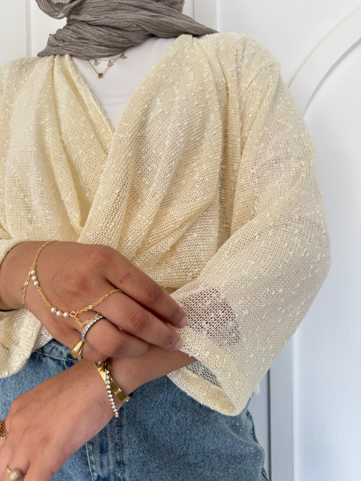 Glow Knit Ivory Blouse